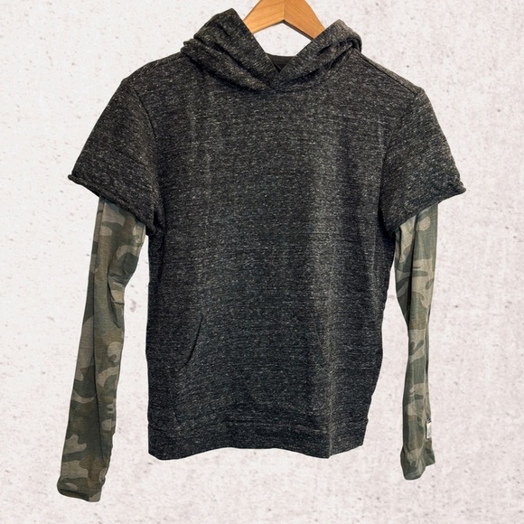 Silver Jeans Gray and Green Camo Sleeve Hoodie - Picture 1 of 4